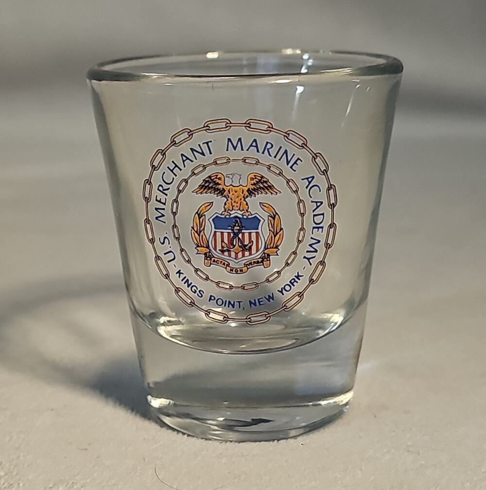 U.S. Merchant Marine Academy Kings Point NY Clear Glass Painted Souvenir Shot